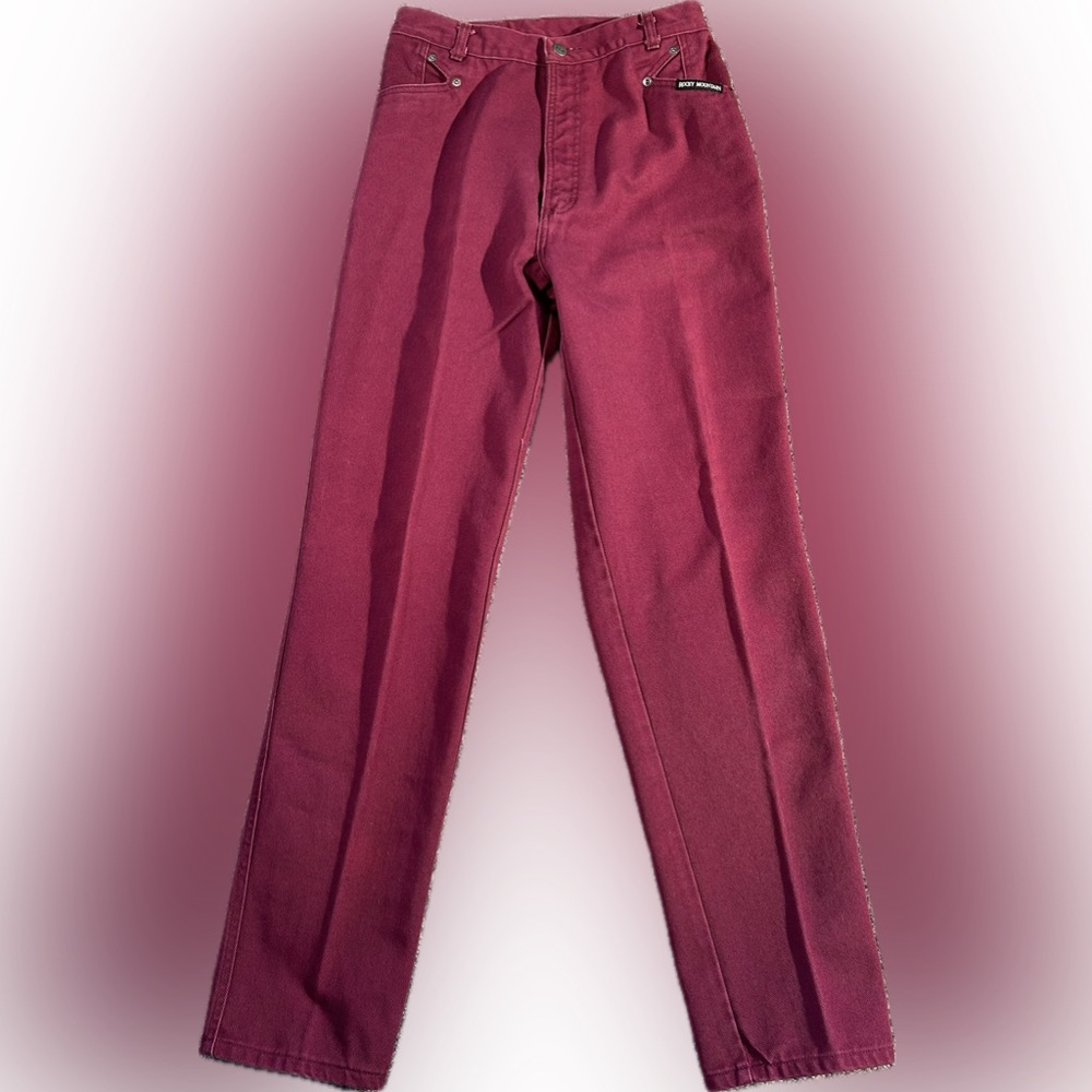 Rocky Mountain Vintage Women’s Burgundy Western Denim Cowgirl Jeans Talon Zipper